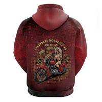 Native American Rider Zip Hoodie Legendary Motorcycle Vintage Pin Up Girl - Wonder Print Shop