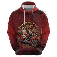 Native American Rider Zip Hoodie Legendary Motorcycle Vintage Pin Up Girl - Wonder Print Shop
