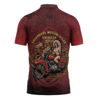 Native American Rider Zipper Polo Shirt Legendary Motorcycle Vintage Pin Up Girl - Wonder Print Shop