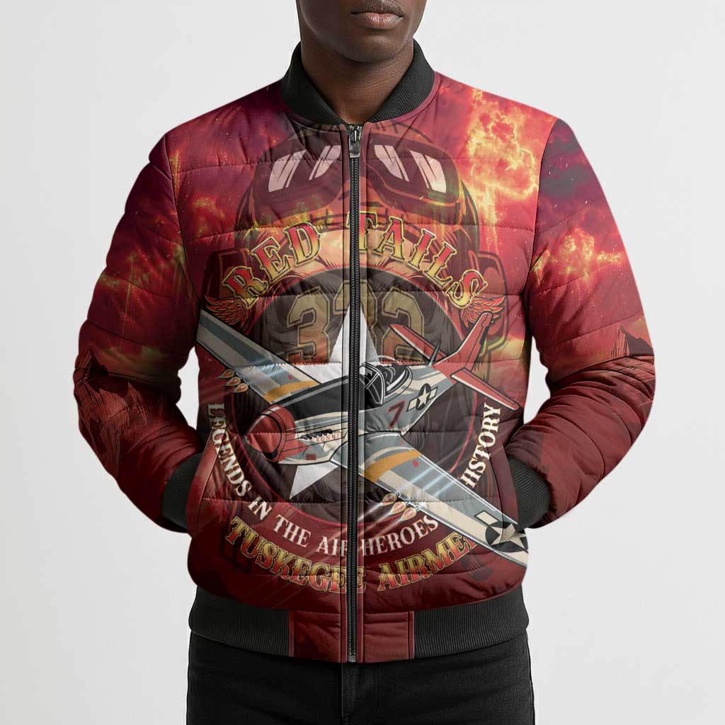 Red Tails Tuskegee Airmen Bomber Puffer Jacket Honoring The Legend