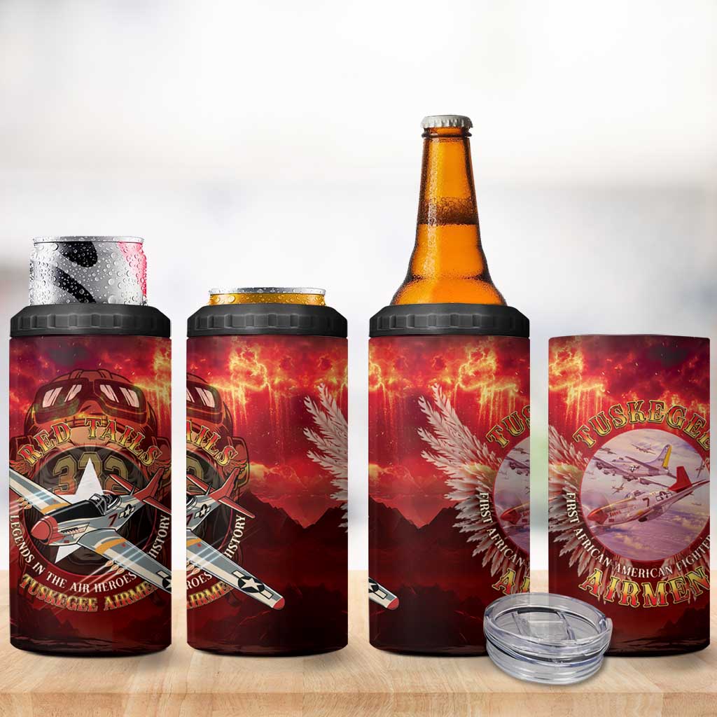 Red Tails Tuskegee Airmen 4 in 1 Can Cooler Tumbler Honoring The Legend
