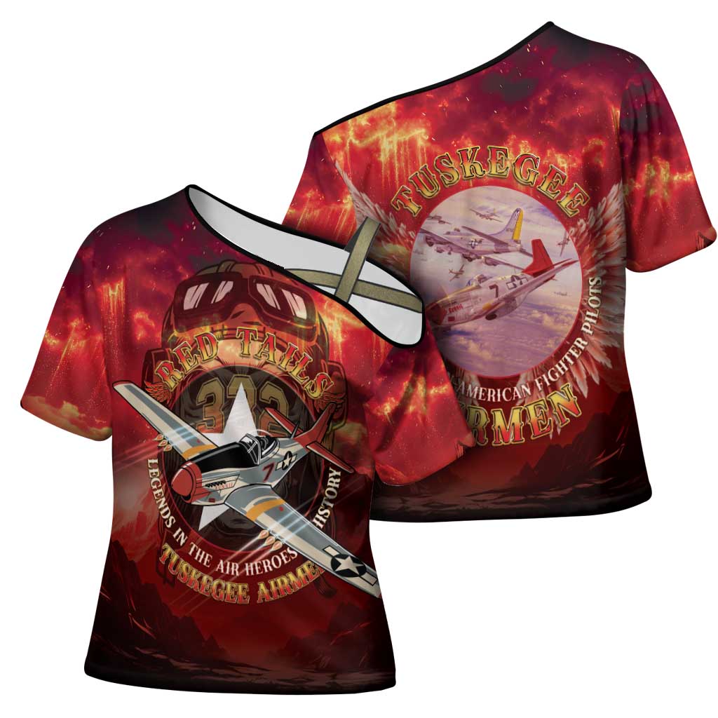 Red Tails Tuskegee Airmen Cross Shoulder Shirt Honoring The Legend