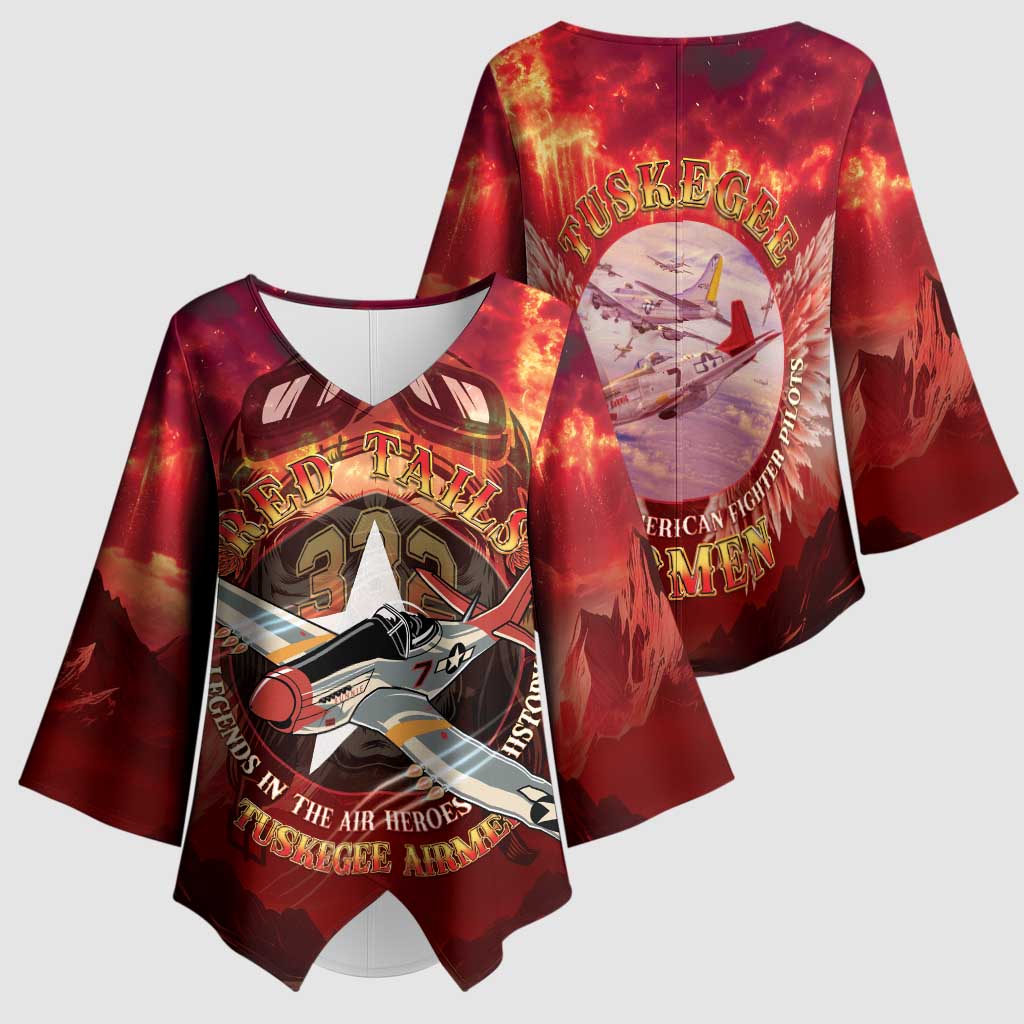 Red Tails Tuskegee Airmen Kimono Sleeve Blouse Honoring The Legend