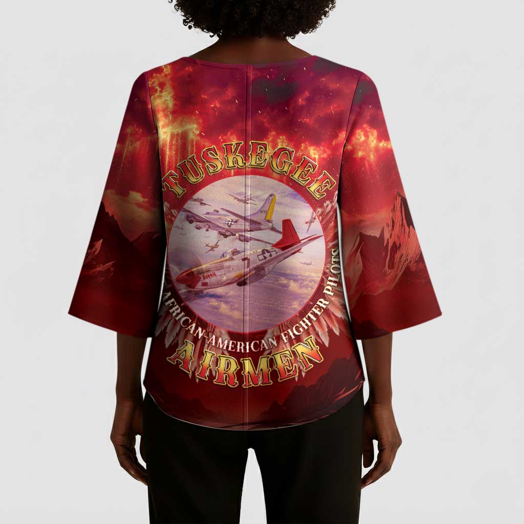 Red Tails Tuskegee Airmen Kimono Sleeve Blouse Honoring The Legend