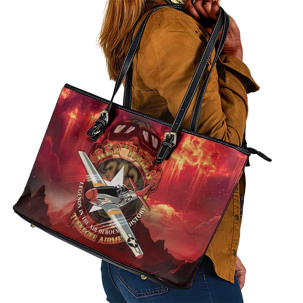 Red Tails Tuskegee Airmen Leather Tote Bag Honoring The Legend