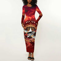 Red Tails Tuskegee Airmen Long Sleeve Bodycon Dress Honoring The Legend