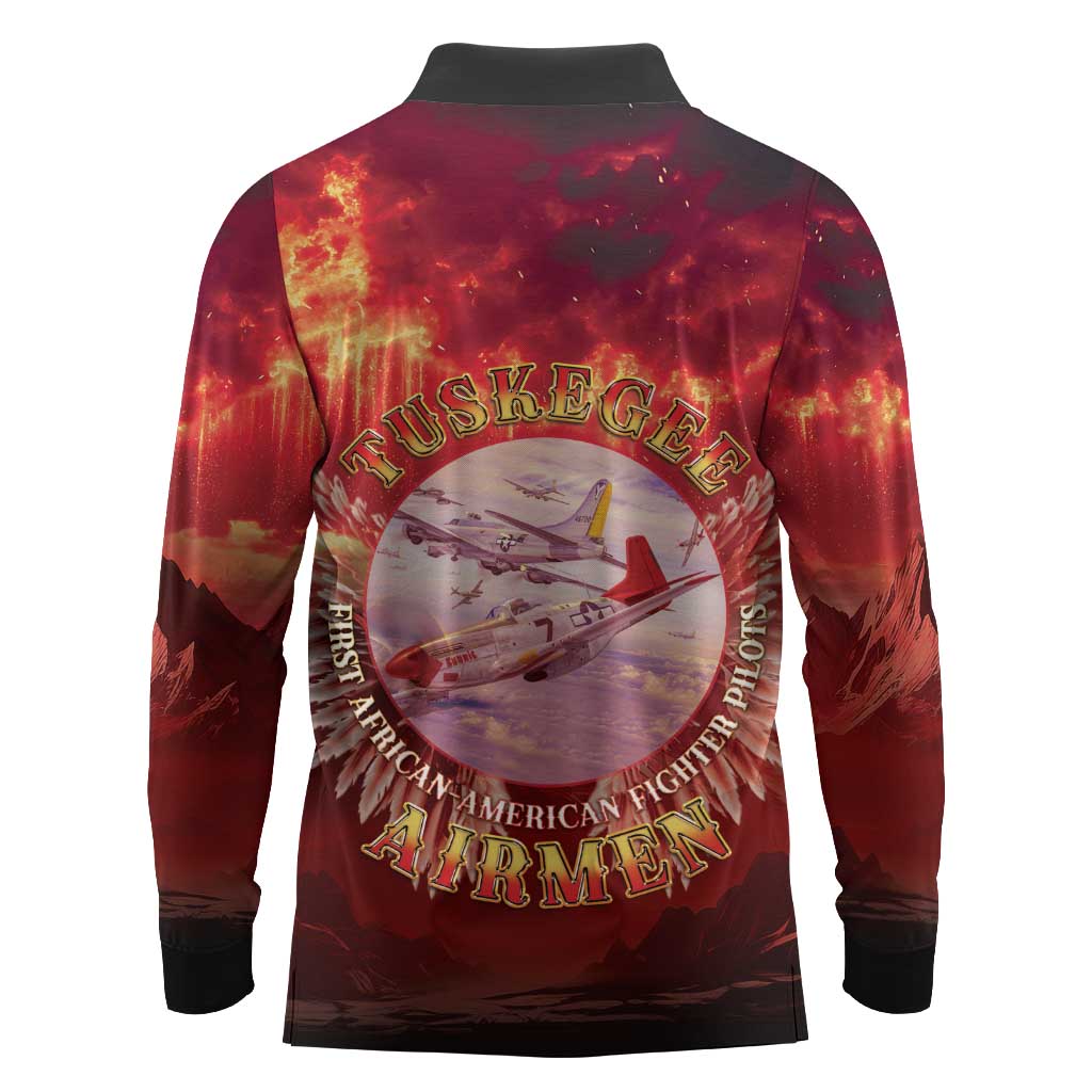 Red Tails Tuskegee Airmen Long Sleeve Polo Shirt Honoring The Legend