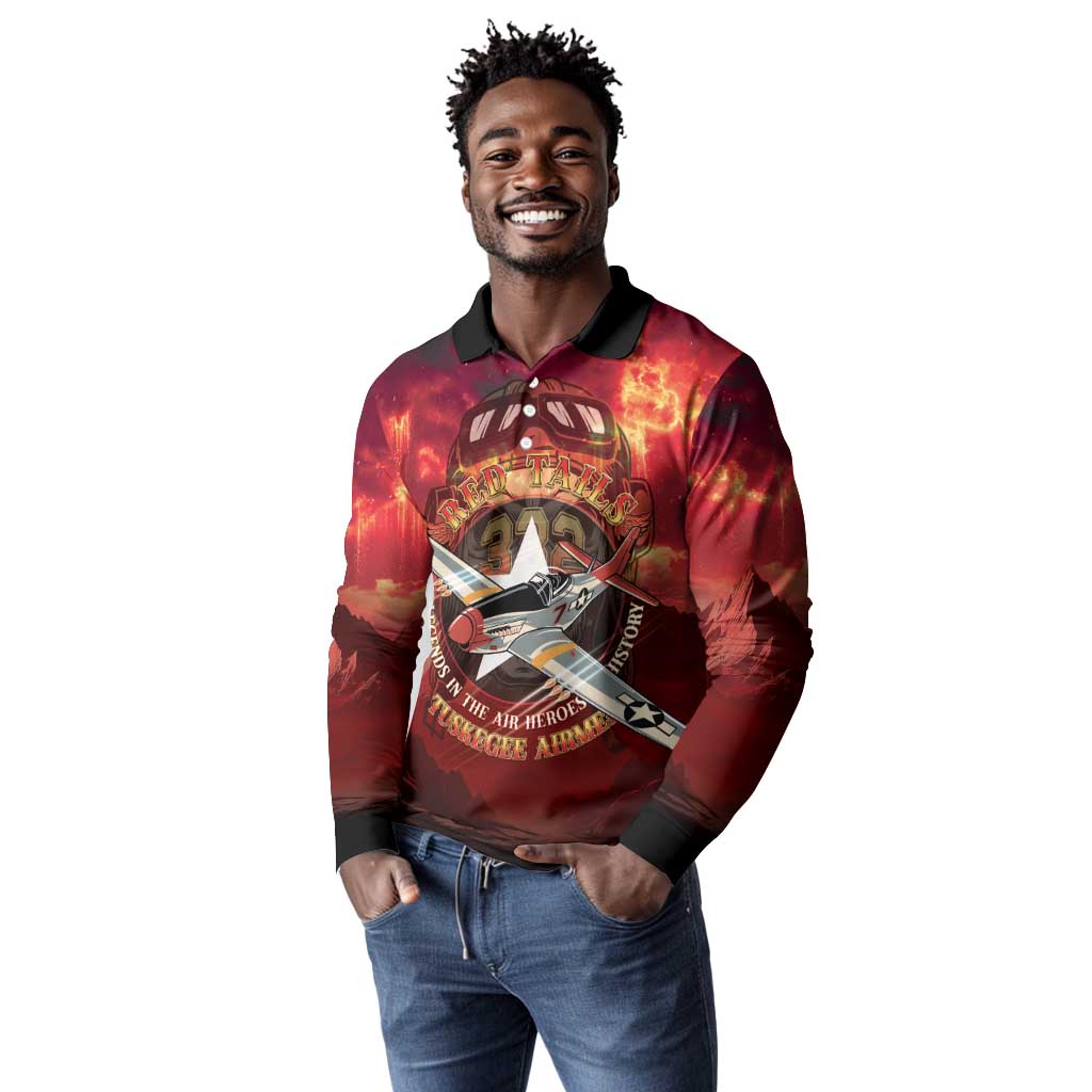 Red Tails Tuskegee Airmen Long Sleeve Polo Shirt Honoring The Legend