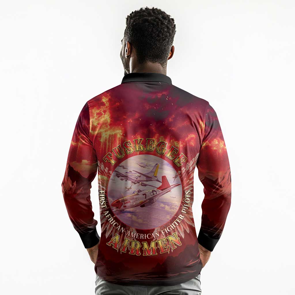 Red Tails Tuskegee Airmen Long Sleeve Polo Shirt Honoring The Legend