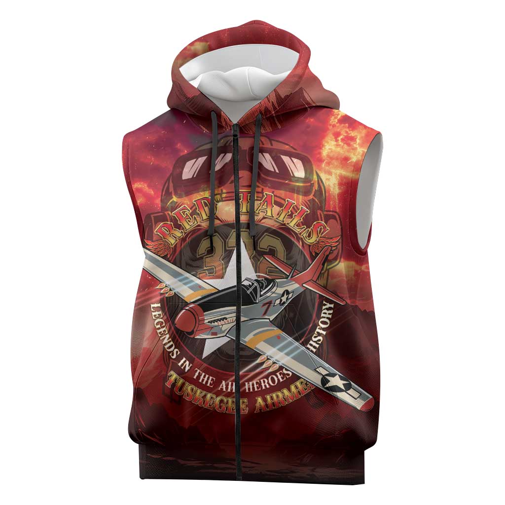 Red Tails Tuskegee Airmen Sleeveless Zip Hoodie Honoring The Legend