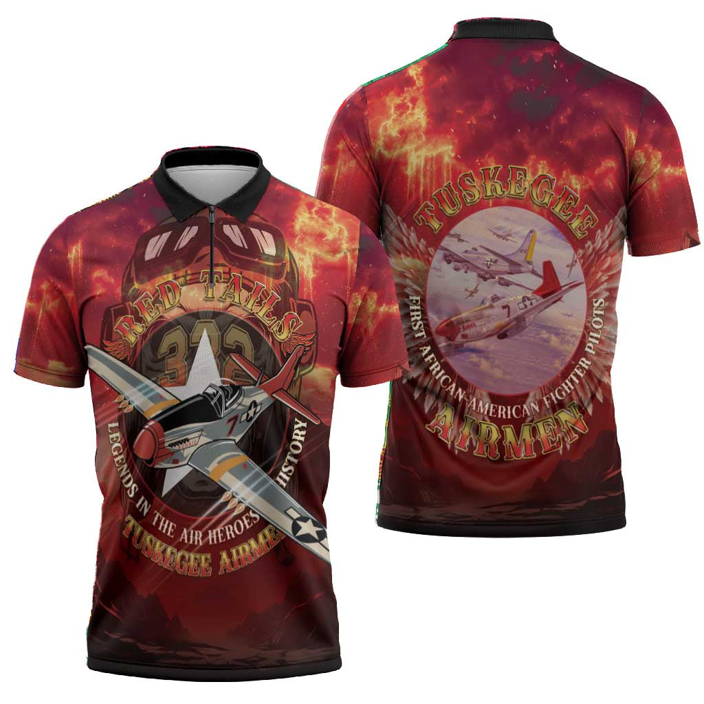 Red Tails Tuskegee Airmen Zipper Polo Shirt Honoring The Legend