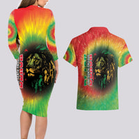 Juneteenth Freedom Day Couples Matching Long Sleeve Bodycon Dress and Hawaiian Shirt Reggae Tie Dye Style LT05 - Wonder Print Shop