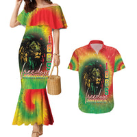 Juneteenth Freedom Day Couples Matching Mermaid Dress and Hawaiian Shirt Reggae Tie Dye Style LT05 - Wonder Print Shop