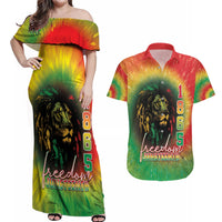 Juneteenth Freedom Day Couples Matching Off Shoulder Maxi Dress and Hawaiian Shirt Reggae Tie Dye Style LT05 - Wonder Print Shop