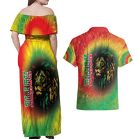 Juneteenth Freedom Day Couples Matching Off Shoulder Maxi Dress and Hawaiian Shirt Reggae Tie Dye Style LT05 - Wonder Print Shop