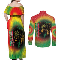 Juneteenth Freedom Day Couples Matching Off Shoulder Maxi Dress and Long Sleeve Button Shirt Reggae Tie Dye Style LT05 - Wonder Print Shop