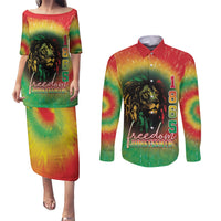 Juneteenth Freedom Day Couples Matching Puletasi and Long Sleeve Button Shirt Reggae Tie Dye Style LT05 - Wonder Print Shop