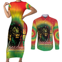 Juneteenth Freedom Day Couples Matching Short Sleeve Bodycon Dress and Long Sleeve Button Shirt Reggae Tie Dye Style LT05 - Wonder Print Shop