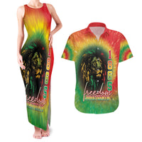 Juneteenth Freedom Day Couples Matching Tank Maxi Dress and Hawaiian Shirt Reggae Tie Dye Style LT05 - Wonder Print Shop