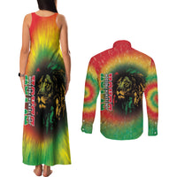 Juneteenth Freedom Day Couples Matching Tank Maxi Dress and Long Sleeve Button Shirt Reggae Tie Dye Style LT05 - Wonder Print Shop