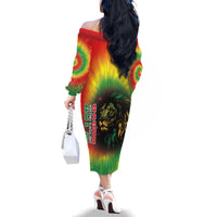 Juneteenth Freedom Day Family Matching Off The Shoulder Long Sleeve Dress and Hawaiian Shirt Reggae Tie Dye Style LT05 - Wonder Print Shop