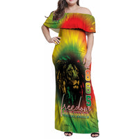Juneteenth Freedom Day Family Matching Off Shoulder Maxi Dress and Hawaiian Shirt Reggae Tie Dye Style LT05 - Wonder Print Shop