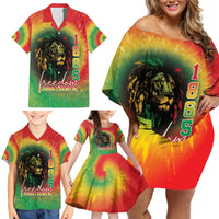 Juneteenth Freedom Day Family Matching Off Shoulder Short Dress and Hawaiian Shirt Reggae Tie Dye Style LT05 - Wonder Print Shop