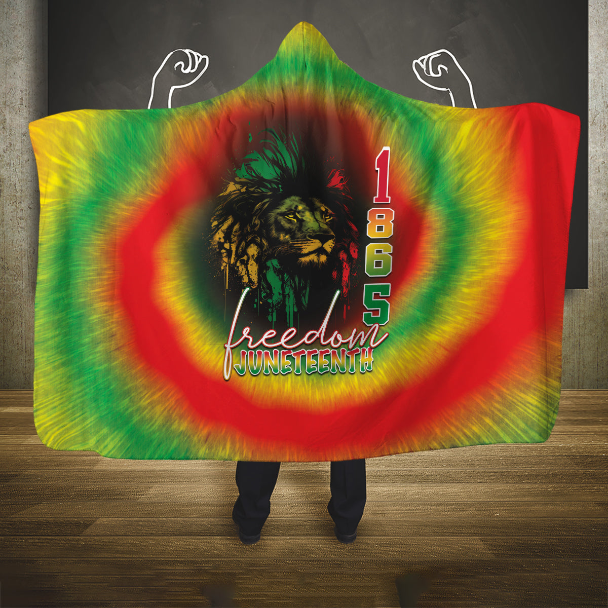 Juneteenth Freedom Day Hooded Blanket Reggae Tie Dye Style