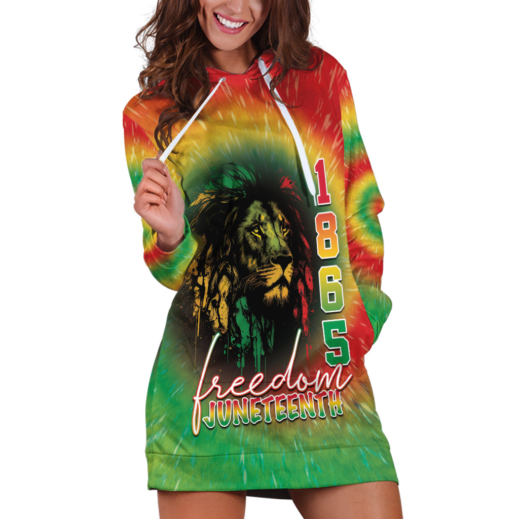 Juneteenth Freedom Day Hoodie Dress Reggae Tie Dye Style