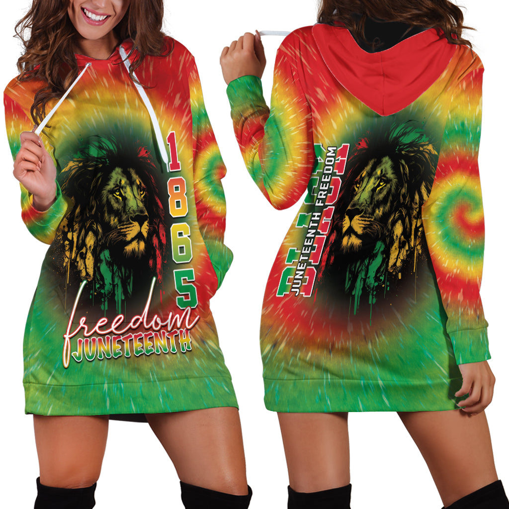 Juneteenth Freedom Day Hoodie Dress Reggae Tie Dye Style LT05 - Wonder Print Shop