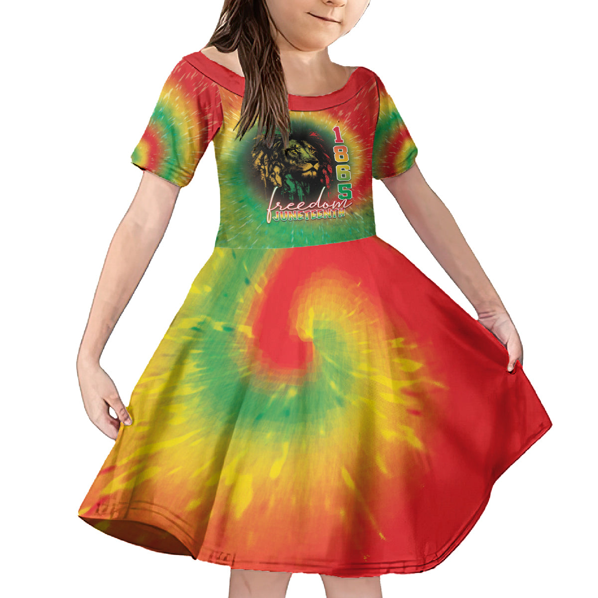 Juneteenth Freedom Day Kid Short Sleeve Dress Reggae Tie Dye Style LT05 - Wonder Print Shop