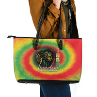 Juneteenth Freedom Day Leather Tote Bag Reggae Tie Dye Style LT05 - Wonder Print Shop