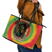 Juneteenth Freedom Day Leather Tote Bag Reggae Tie Dye Style LT05 - Wonder Print Shop