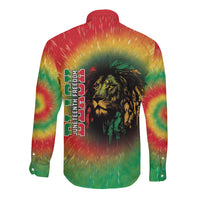 Juneteenth Freedom Day Long Sleeve Button Shirt Reggae Tie Dye Style LT05 - Wonder Print Shop