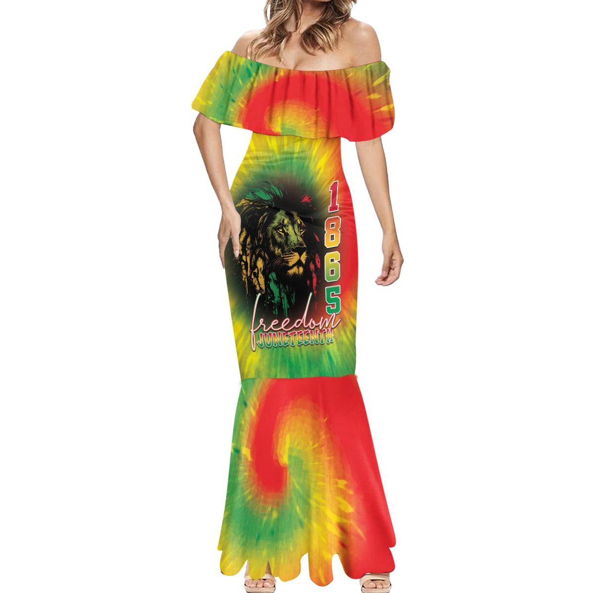 Juneteenth Freedom Day Mermaid Dress Reggae Tie Dye Style LT05 - Wonder Print Shop