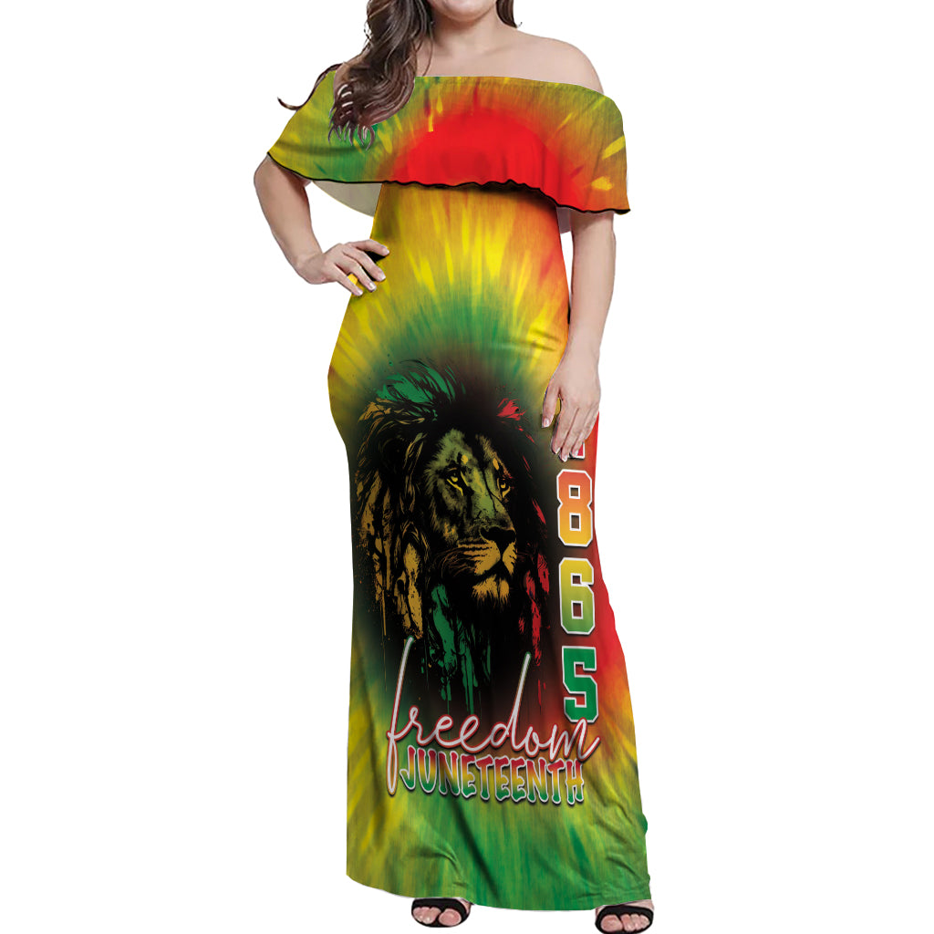 Juneteenth Freedom Day Off Shoulder Maxi Dress Reggae Tie Dye Style LT05 - Wonder Print Shop