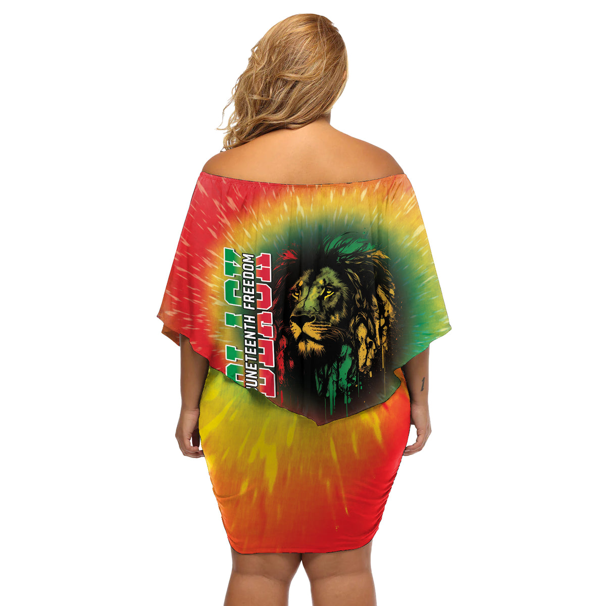 Juneteenth Freedom Day Off Shoulder Short Dress Reggae Tie Dye Style LT05 - Wonder Print Shop