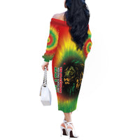 Juneteenth Freedom Day Off The Shoulder Long Sleeve Dress Reggae Tie Dye Style LT05 - Wonder Print Shop