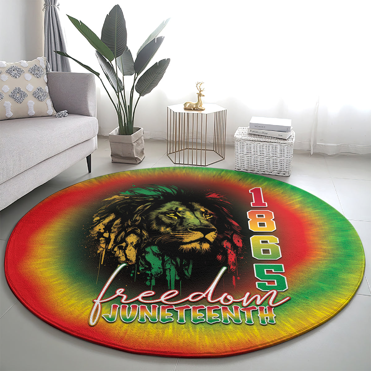 Juneteenth Freedom Day Round Carpet Reggae Tie Dye Style