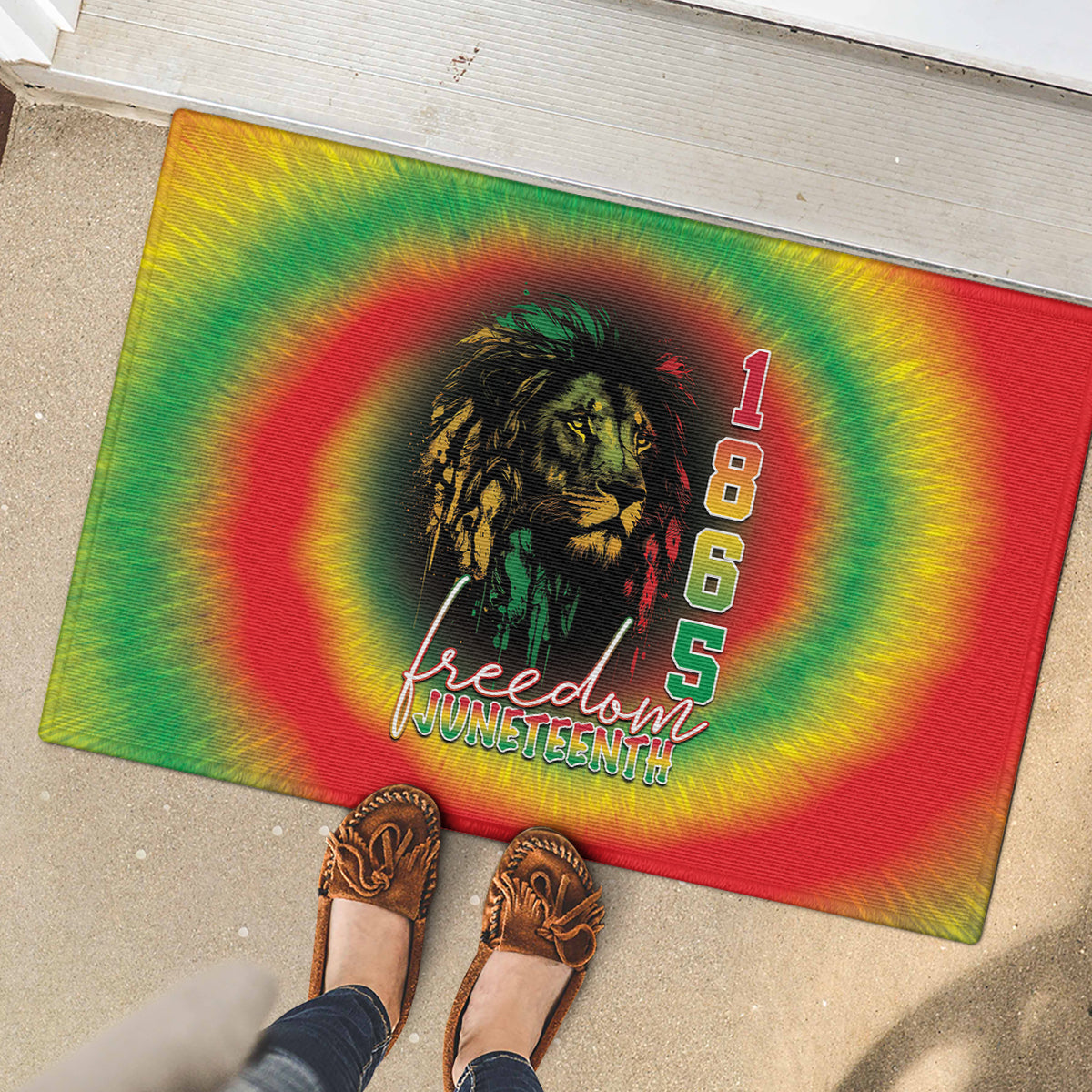 Juneteenth Freedom Day Rubber Doormat Reggae Tie Dye Style LT05 - Wonder Print Shop