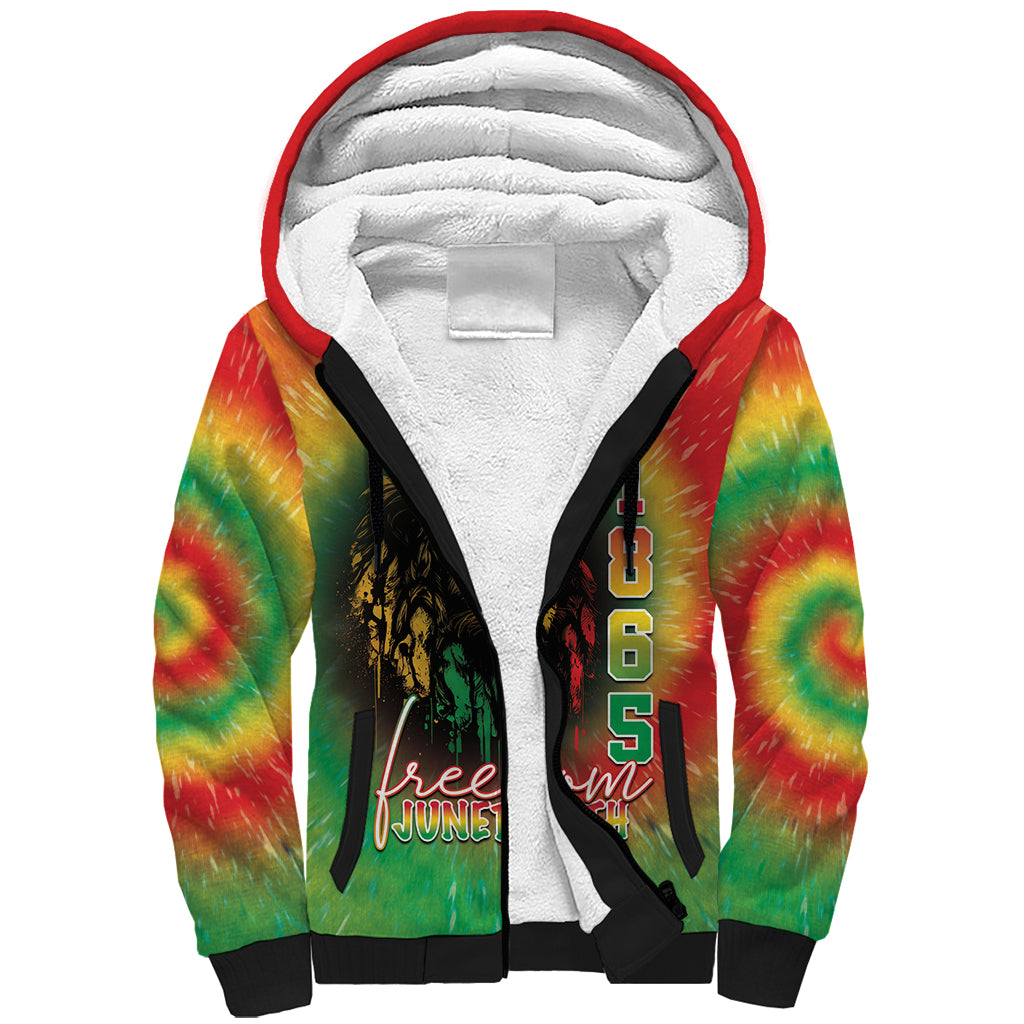 Juneteenth Freedom Day Sherpa Hoodie Reggae Tie Dye Style LT05 - Wonder Print Shop