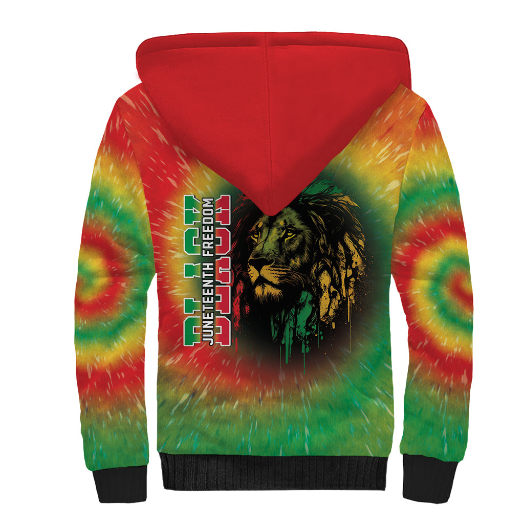 Juneteenth Freedom Day Sherpa Hoodie Reggae Tie Dye Style LT05 - Wonder Print Shop