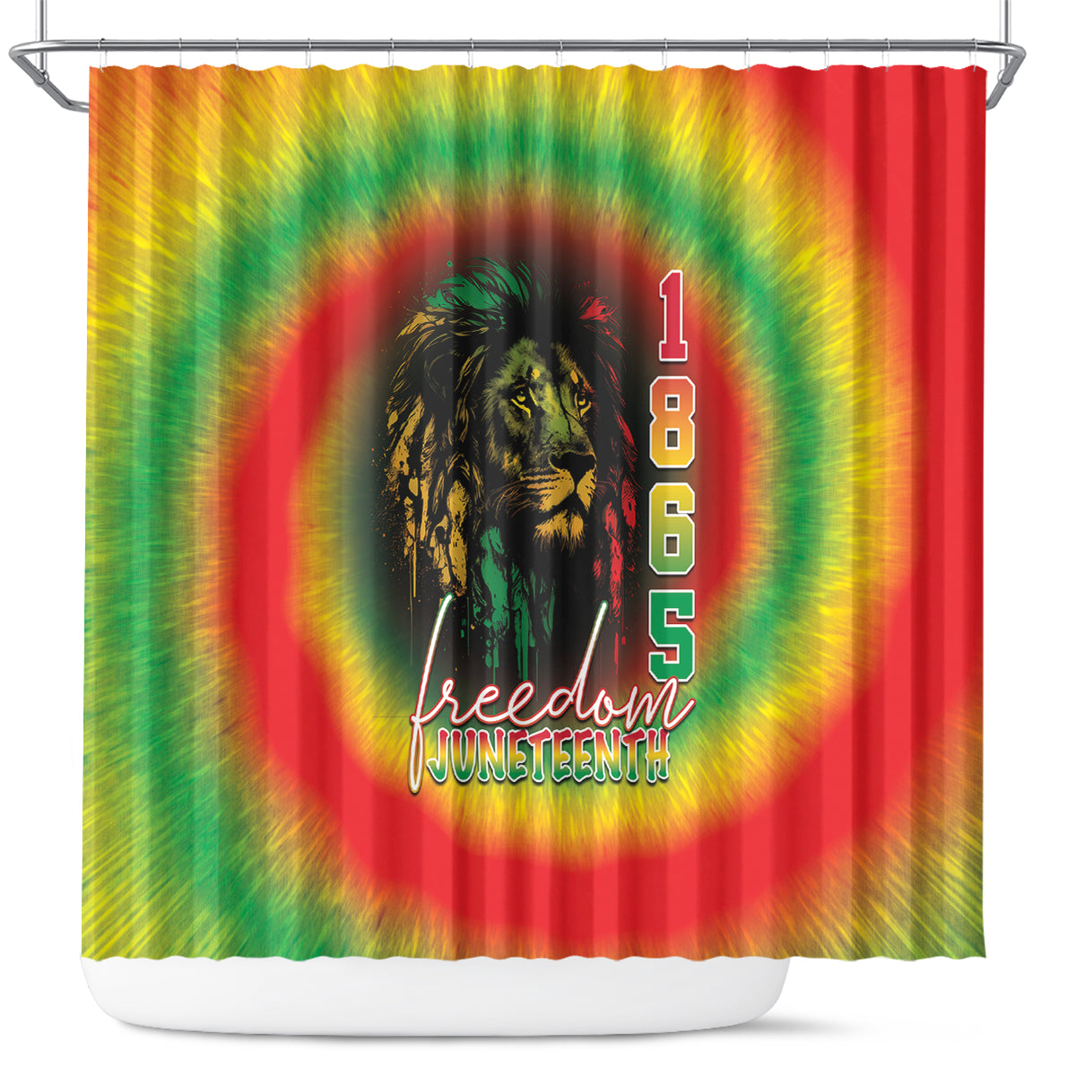Juneteenth Freedom Day Shower Curtain Reggae Tie Dye Style