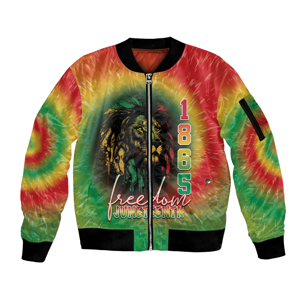 Juneteenth Freedom Day Sleeve Zip Bomber Jacket Reggae Tie Dye Style LT05 - Wonder Print Shop