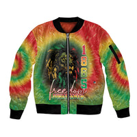 Juneteenth Freedom Day Sleeve Zip Bomber Jacket Reggae Tie Dye Style LT05 - Wonder Print Shop