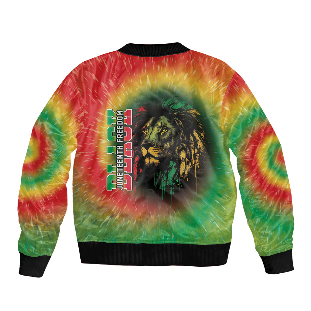 Juneteenth Freedom Day Sleeve Zip Bomber Jacket Reggae Tie Dye Style LT05 - Wonder Print Shop