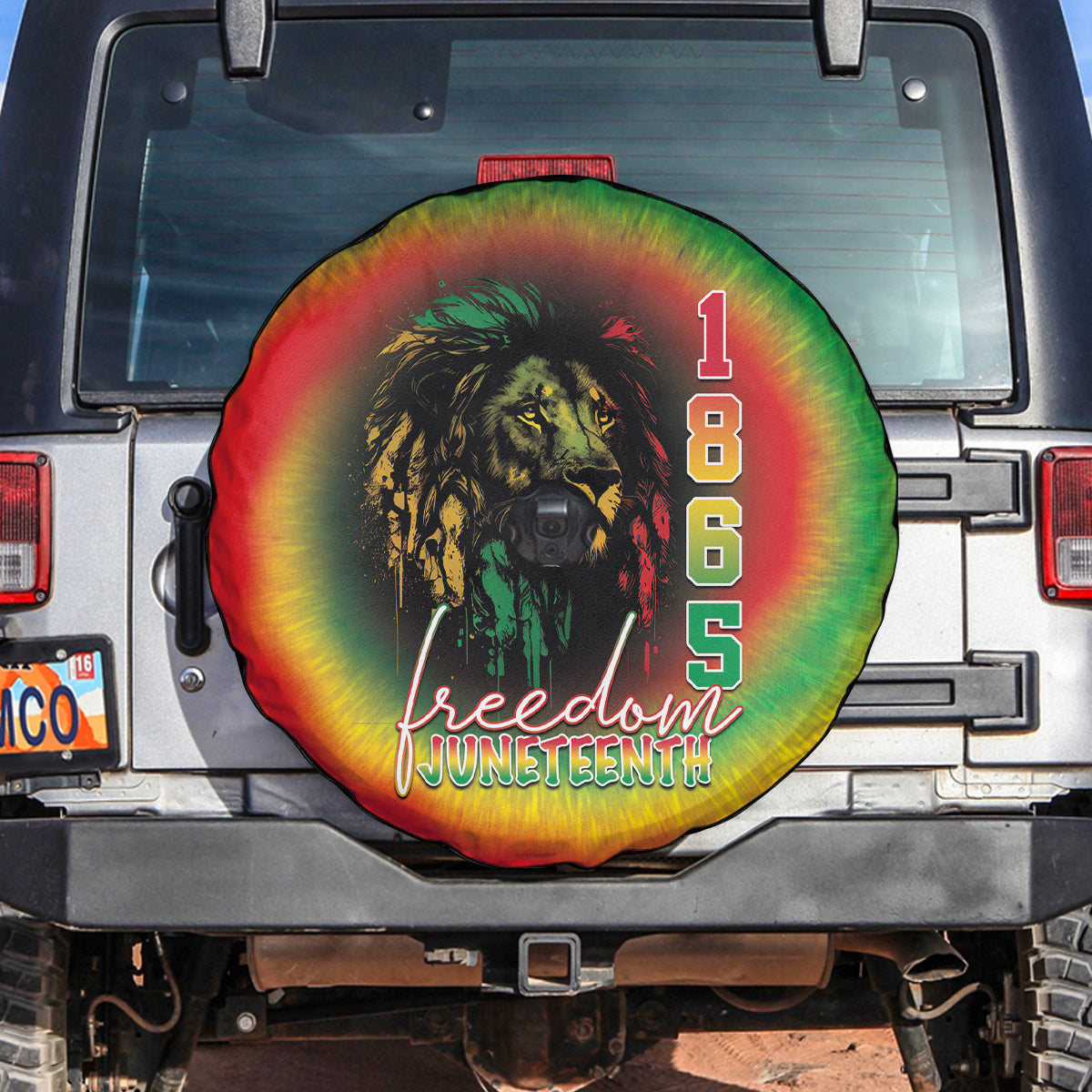 Juneteenth Freedom Day Spare Tire Cover Reggae Tie Dye Style