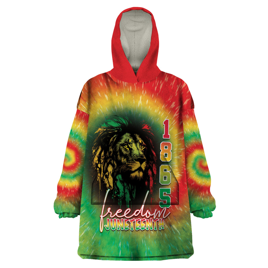 Juneteenth Freedom Day Wearable Blanket Hoodie Reggae Tie Dye Style LT05 - Wonder Print Shop