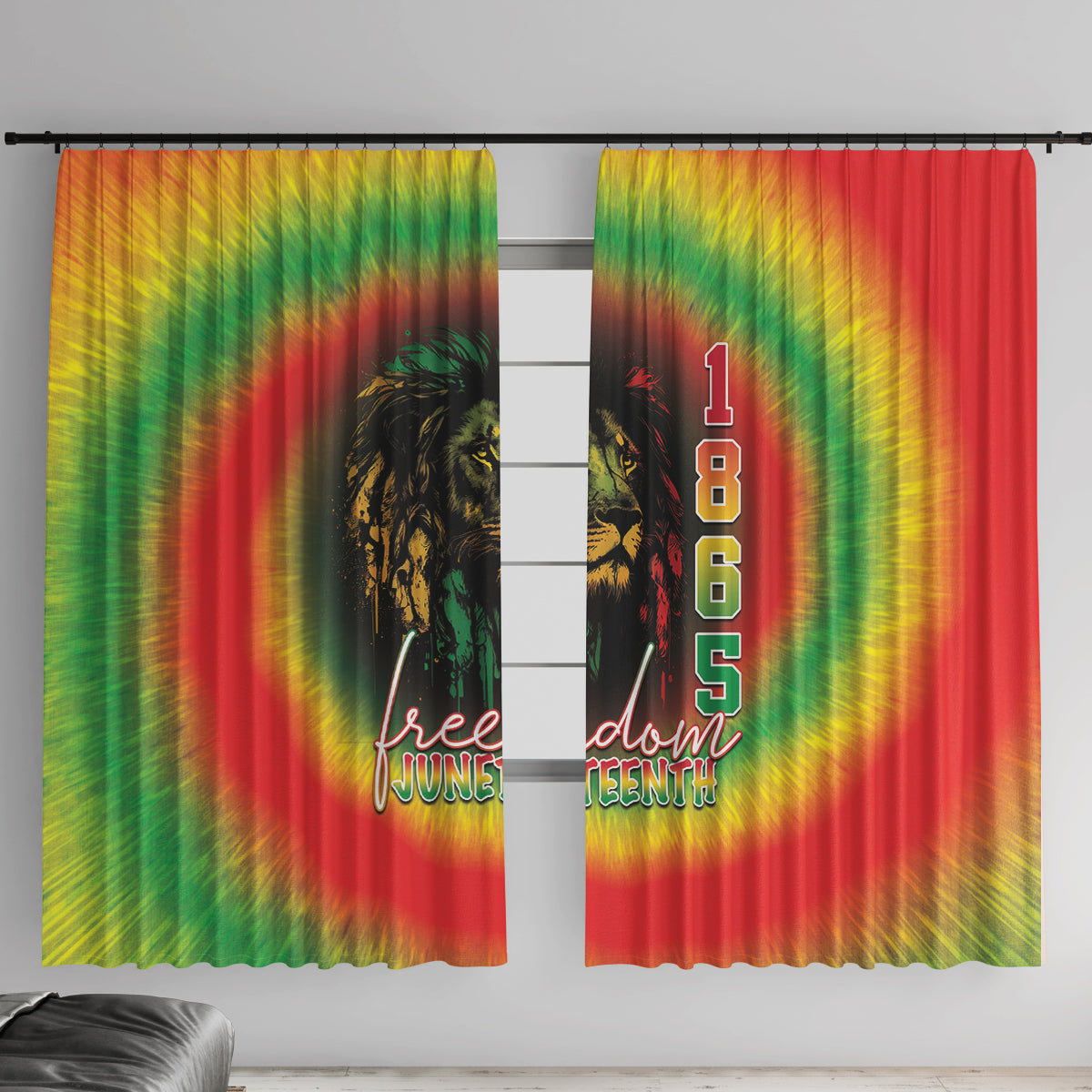 Juneteenth Freedom Day Window Curtain Reggae Tie Dye Style LT05 - Wonder Print Shop