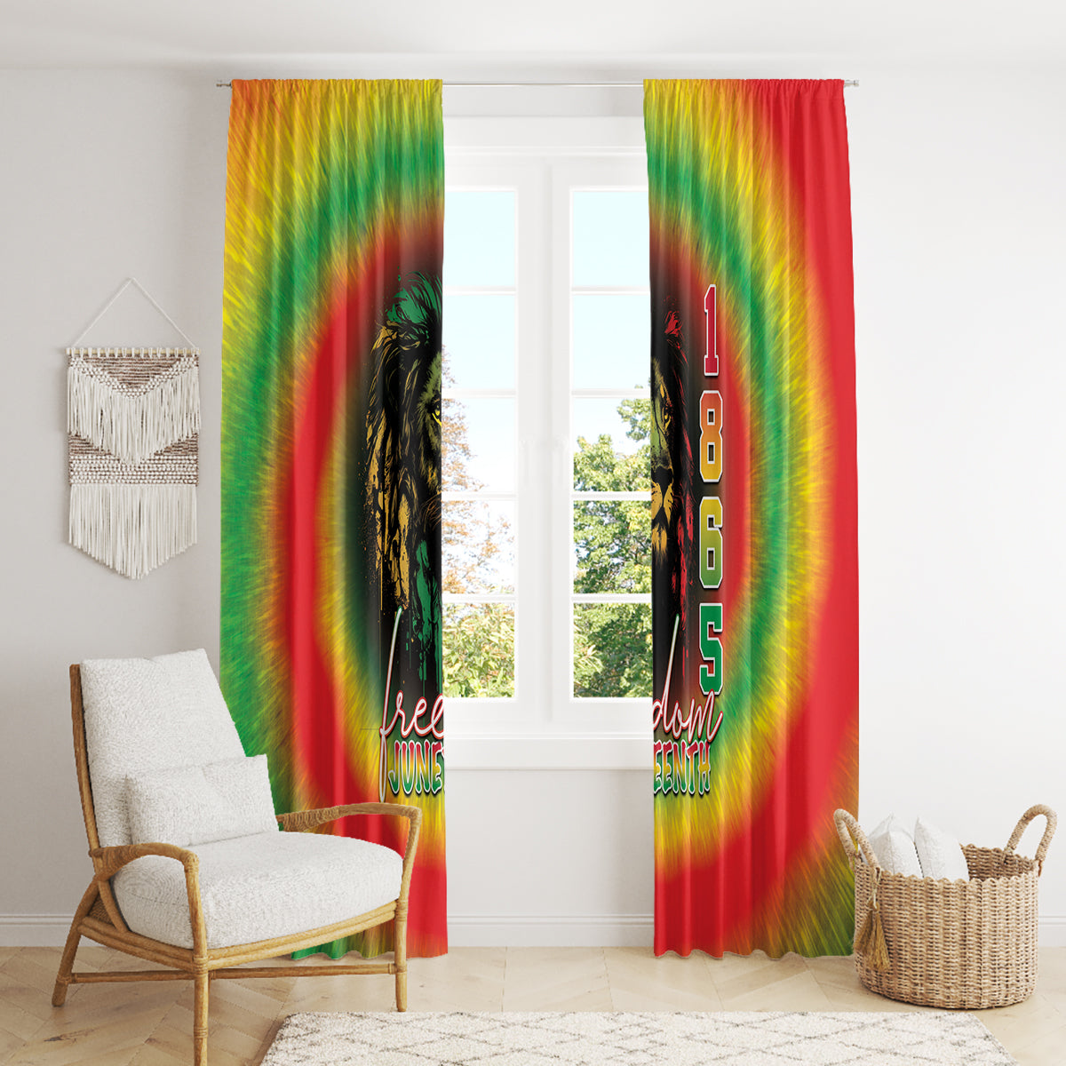 Juneteenth Freedom Day Window Curtain Reggae Tie Dye Style LT05 - Wonder Print Shop